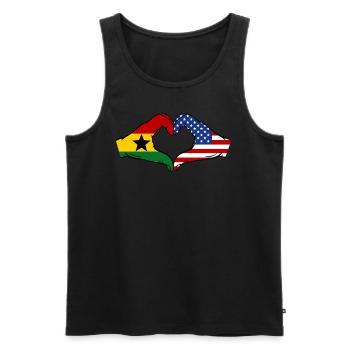 Ghana États-Unis Drapeau Mains Coeur Forme - Débardeur bio Premium Homme - noir - Devant - AI Model Male 178 light (178cm)