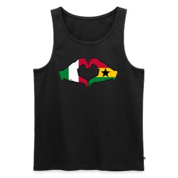 Italien Ghana Flagge Hände Herzform - Männer Premium Bio Tank Top - Schwarz - Vorne - AI Model Male 178 light (178cm)