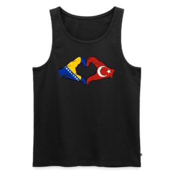 Bosnie Turquie drapeau mains forme de coeur utilisé - Débardeur bio Premium Homme - noir - Devant - Michal (187cm)