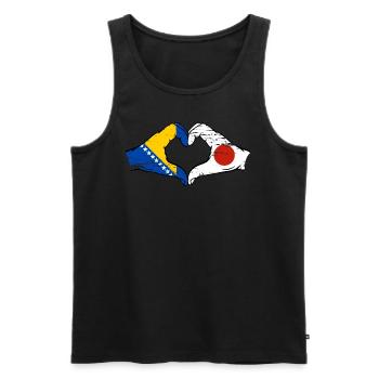 Bosnie Japon drapeau mains forme de coeur utilisé - Débardeur bio Premium Homme - noir - Devant - Michal (187cm)