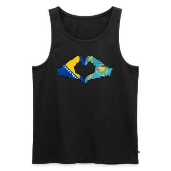 Bosnie Kazakhstan drapeau mains forme de coeur utilisé - Débardeur bio Premium Homme - noir - Devant - AI Model Male 178 light (178cm)