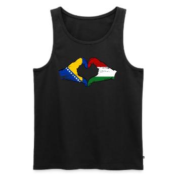 Bosnie Hongrie drapeau mains forme coeur utilisé - Débardeur bio Premium Homme - noir - Devant - Michal (187cm)