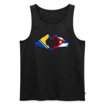 Bosnie Cuba drapeau mains forme de coeur utilisé - Débardeur bio Premium Homme - noir - Devant - Michal (187cm)