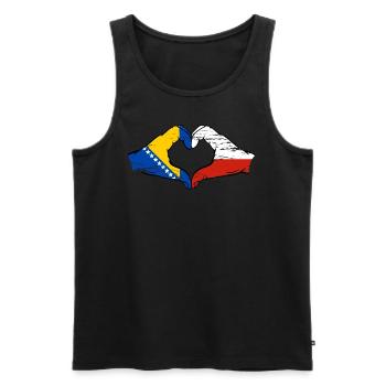 Bosnie Pologne drapeau mains forme de coeur utilisé - Débardeur bio Premium Homme - noir - Devant - Michal (187cm)