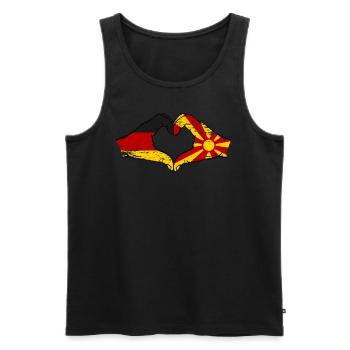 Germany Macedonia Flag Hands Heart Shape Used - Men's Premium Organic Tank Top - black - Front - Michal (187cm)