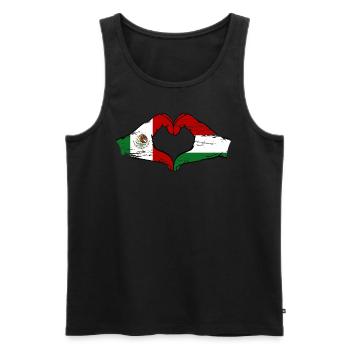 Mexique Hongrie drapeau mains forme de coeur utilisé - Débardeur bio Premium Homme - noir - Devant - Michal (187cm)