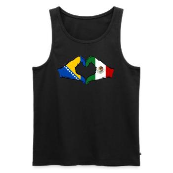Bosnie Mexique Drapeau Mains Coeur Forme - Débardeur bio Premium Homme - noir - Devant - Michal (187cm)