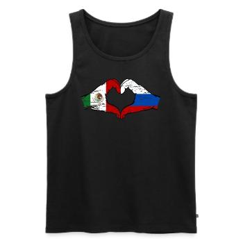Mexique Russie Drapeau Mains Coeur Forme Utilisé - Débardeur bio Premium Homme - noir - Devant - Michal (187cm)