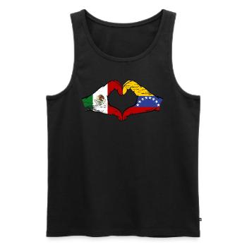 Mexique Venezuela drapeau mains forme de coeur utilisé - Débardeur bio Premium Homme - noir - Devant - Michal (187cm)