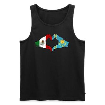 Mexique Kazakhstan Drapeau Mains Coeur Forme Utilisé - Débardeur bio Premium Homme - noir - Devant - Michal (187cm)