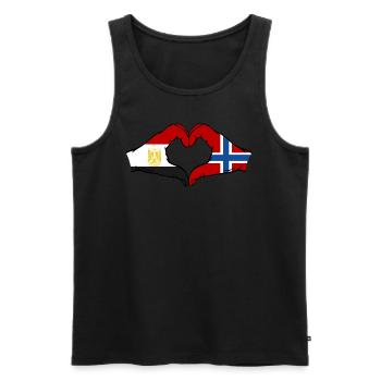 Egypt Norway Flag Hands Heart Shape - Men's Premium Organic Tank Top - black - Front - AI Model Male 178 light (178cm)