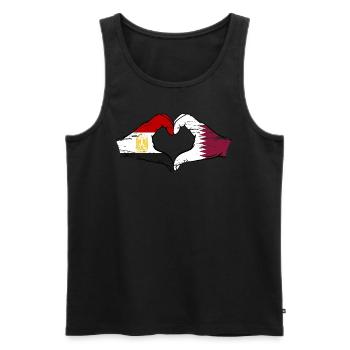 Égypte Qatar drapeau mains forme de coeur utilisé - Débardeur bio Premium Homme - noir - Devant - Michal (187cm)