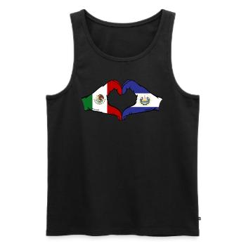Mexique El Salvador Drapeau Mains Coeur Forme - Débardeur bio Premium Homme - noir - Devant - Michal (187cm)
