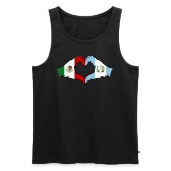 Mexico Guatemala Flag Hands Heart Shape - Men's Premium Organic Tank Top - black - Front - AI Model Male 178 light (178cm)
