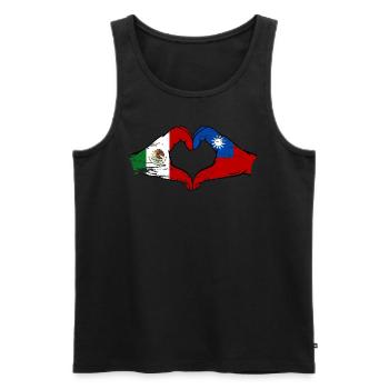 Mexique Taiwan drapeau mains forme de coeur utilisé - Débardeur bio Premium Homme - noir - Devant - Michal (187cm)