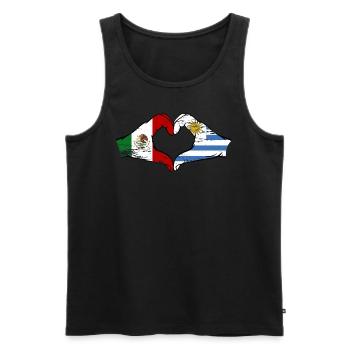 Mexique Uruguay drapeau mains forme de coeur utilisé - Débardeur bio Premium Homme - noir - Devant - Michal (187cm)