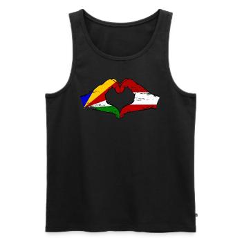 Seychelles Austria flag hands heart shape used - Men's Premium Organic Tank Top - black - Front - Michal (187cm)