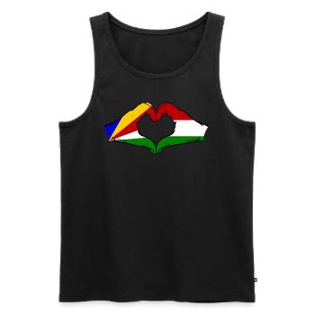 Seychelles Hungary Flag Hands Heart Shape - Men's Premium Organic Tank Top - black - Front - Michal (187cm)
