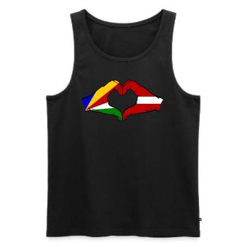 Seychelles Lettonie Drapeau Mains Coeur - Débardeur bio Premium Homme - noir - Devant - AI Model Male 178 light (178cm)