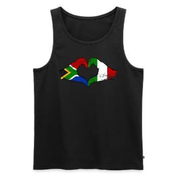 Afrique du Sud Italie Drapeau Mains Coeur Forme Utilisé - Débardeur bio Premium Homme - noir - Devant - Michal (187cm)