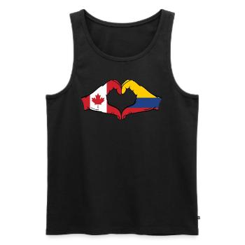 Canada Colombie drapeau mains forme coeur - Débardeur bio Premium Homme - noir - Devant - Michal (187cm)