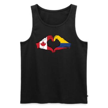 Canada Colombie drapeau mains coeur utilisé - Débardeur bio Premium Homme - noir - Devant - Michal (187cm)