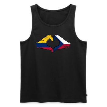Colombie République tchèque drapeau mains forme de coeur utilisé - Débardeur bio Premium Homme - noir - Devant - Michal (187cm)