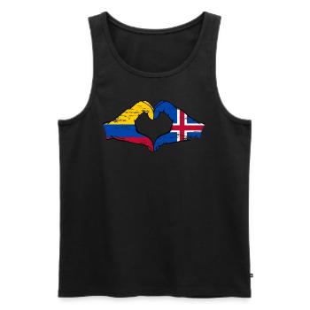 Colombia Iceland flag hands heart shape used - Men's Premium Organic Tank Top - black - Front - Michal (187cm)