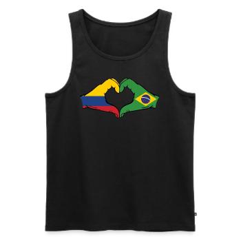 Colombie Brésil Drapeau Mains Coeur Forme - Débardeur bio Premium Homme - noir - Devant - AI Model Male 178 light (178cm)