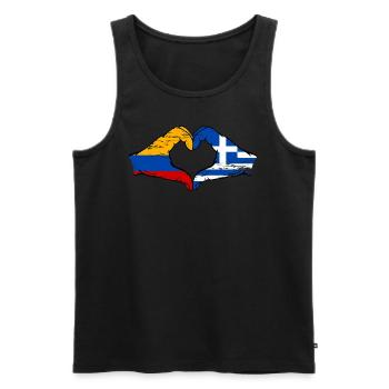 Colombie Grèce Drapeau Mains Coeur Forme Utilisé - Débardeur bio Premium Homme - noir - Devant - Michal (187cm)