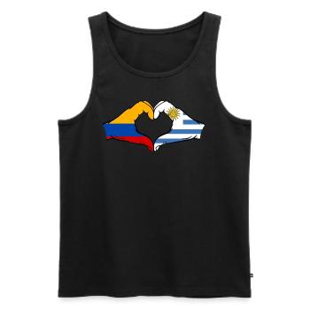 Kolumbien Uruguay Flagge Hände Herzform - Männer Premium Bio Tank Top - Schwarz - Vorne - Michal (187cm)