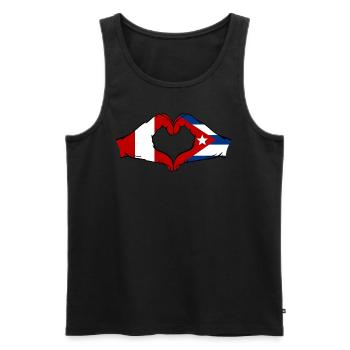 Peru Cuba Flag Hands Heart Shape - Men's Premium Organic Tank Top - black - Front - Michal (187cm)