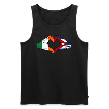 Irlande Cuba Drapeau Mains Coeur Forme Utilisé - Débardeur bio Premium Homme - noir - Devant - Michal (187cm)