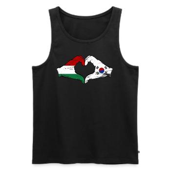 Hongrie Corée du Sud Drapeau Mains Coeur Forme Utilisé - Débardeur bio Premium Homme - noir - Devant - Michal (187cm)