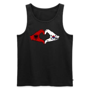 Albanie Corée du Sud Drapeau Mains Coeur Forme Utilisé - Débardeur bio Premium Homme - noir - Devant - Michal (187cm)