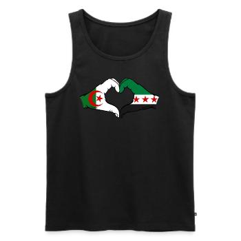 Algérie Syrie Drapeau Mains Coeur Forme - Débardeur bio Premium Homme - noir - Devant - AI Model Male 178 light (178cm)