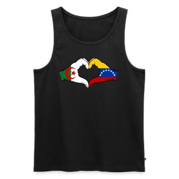Algeria Venezuela Flag Hands Heart Shape - Men's Premium Organic Tank Top - black - Front - Michal (187cm)