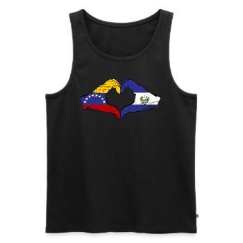 Venezuela El Salvador Flag Hands Heart Shape Used - Men's Premium Organic Tank Top - black - Front - Michal (187cm)