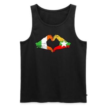 Irlande Myanmar drapeau mains forme de coeur utilisé - Débardeur bio Premium Homme - noir - Devant - Michal (187cm)