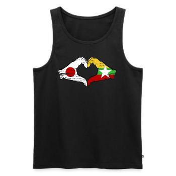 Japan Myanmar Flagge Hände Herzform used - Männer Premium Bio Tank Top - Schwarz - Vorne - Michal (187cm)