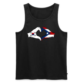 South Korea Puerto Rico Flag Hands Heart Shape - Men's Premium Organic Tank Top - black - Front - Michal (187cm)