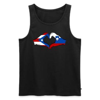 Porto Rico Slovénie Drapeau Mains Coeur Forme - Débardeur bio Premium Homme - noir - Devant - Michal (187cm)