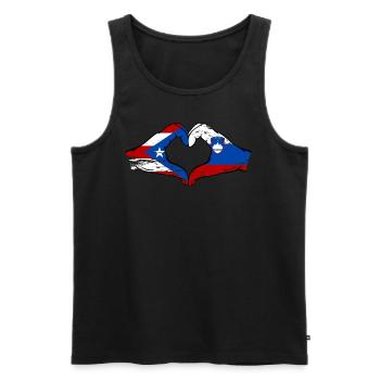 Porto Rico Slovénie drapeau mains forme de coeur utilisé - Débardeur bio Premium Homme - noir - Devant - Michal (187cm)