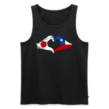 Japan Chile flag hands heart shape used - Men's Premium Organic Tank Top - black - Front - Michal (187cm)