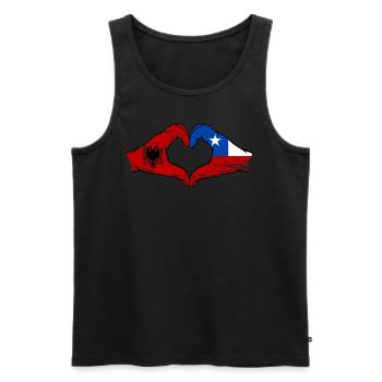 Albanie Chili drapeau mains forme de coeur utilisé - Débardeur bio Premium Homme - noir - Devant - Michal (187cm)
