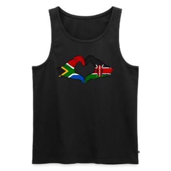 Afrique du Sud Kenya drapeau mains cœur utilisé - Débardeur bio Premium Homme - noir - Devant - Michal (187cm)