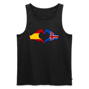 Espagne Islande Drapeau Mains Coeur - Débardeur bio Premium Homme - noir - Devant - Michal (187cm)