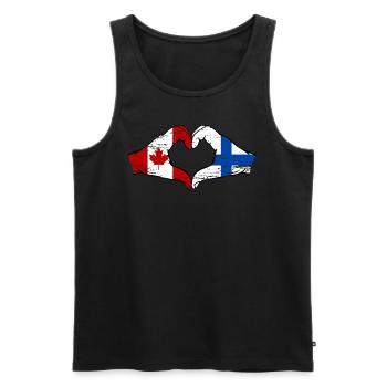 Canada Finlande drapeau mains coeur utilisé - Débardeur bio Premium Homme - noir - Devant - Michal (187cm)