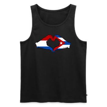 Holland Cuba Flag Hands Heart Shape - Men's Premium Organic Tank Top - black - Front - Michal (187cm)