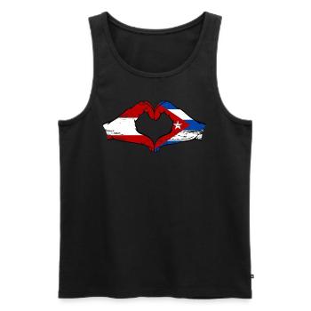 Österreich Kuba Flagge Hände Herzform used - Männer Premium Bio Tank Top - Schwarz - Vorne - Michal (187cm)